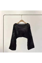 Pastel Open-Knit Cropped Sweater