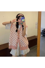 Pull en tricot à carreaux pastel d'automne