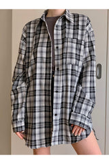 Chemise à carreaux patchwork noir et blanc