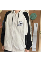 Herbstlicher Patchwork-Hoodie mit Streifen