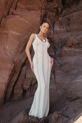 Rosalind Hollow Knit Backless Maxi Dress