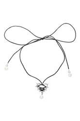 Rosa Schleife Metall Herz Halskette