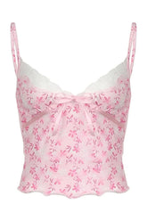 Pink Petal Lace Trim Top