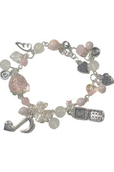 Rosa Erdbeer-Noten-Charm-Armband