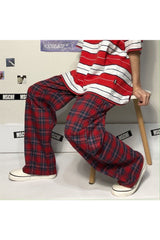 Karierte Oversize-Hose mit weitem Bein