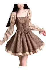 Mini-robe d'été slim à carreaux