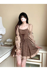 Mini-robe d'été slim à carreaux