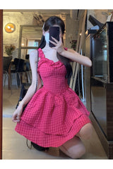 Mini-robe de soirée à carreaux