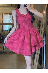 Mini-robe de soirée à carreaux