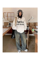Fall Playful Hello Oversized Hoodie
