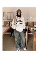 Fall Playful Hello Oversized Hoodie