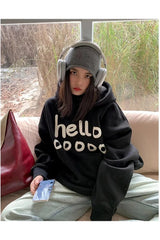 Fall Playful Hello Oversized Hoodie