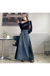 Plus Size A Line Denim Skirt