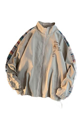 Herbst Preppy Jacke Vintage Reißverschlussmantel