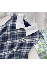 Mini-robe à carreaux preppy à col