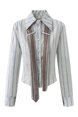 Chemise courte rayée preppy