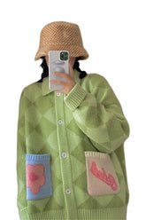 Fall Preppy Style Oversize Cardigan