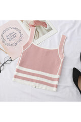 Haut court rayé à fermeture éclair Preppy