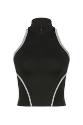 Punk Backless Zip Up Crop Top