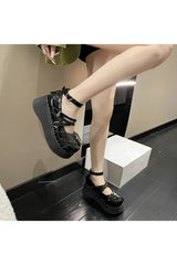Chaussures à plateforme style punk metal Mary Janes