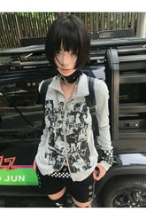 Veste zippée à motif punk rock