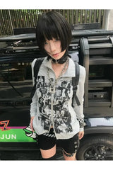 Reißverschlussjacke mit Punkrock-Grafik