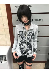 Reißverschlussjacke mit Punkrock-Grafik