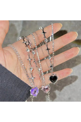 Collier pendentif cœur violet