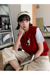 Fall Rabbit Patch Sweater Vest