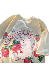 Rabbit Strawberry Print T-shirt