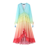 Regenbogen High Low Kleid