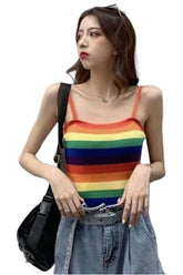 Rainbow Striped Crop Top
