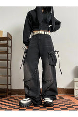 Fall Raw Edge Cargo Jeans