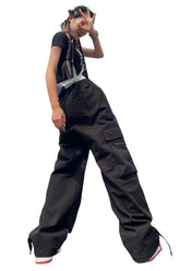 Red Cargo Wide Leg Pants