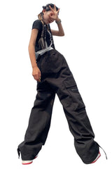 Red Cargo Wide Leg Pants