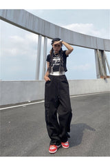 Red Cargo Wide Leg Pants