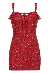 Mini robe d'été à fleurs rouges