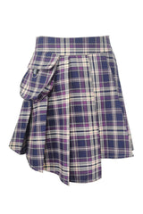 Red Tartan Button Mini Skirt