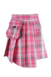 Red Tartan Button Mini Skirt