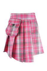 Red Tartan Button Mini Skirt
