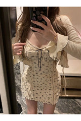 Ensemble robe fleurie à nœud rétro