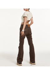 Fall Retro Brown High Waist Jeans