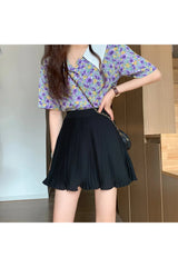 Retro High-Waist Pleated Skirt