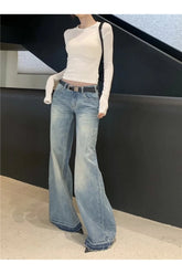 Retro-Jeans mit hoher Taille und weitem Bein