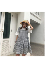 Retro Kawaii Sleeveless Elegant Plaid Dress