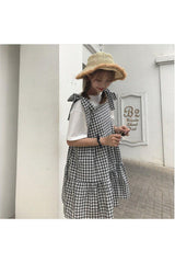 Retro Kawaii Sleeveless Elegant Plaid Dress