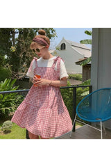 Retro Kawaii Sleeveless Elegant Plaid Dress