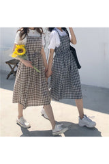 Robe à carreaux rétro à bretelles spaghetti