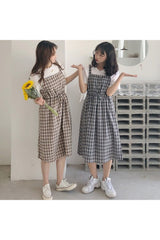 Robe à carreaux rétro à bretelles spaghetti