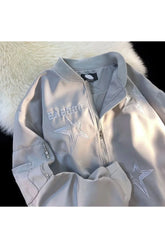 Herbstliche Retro-Pilotenjacke mit Sternstickerei